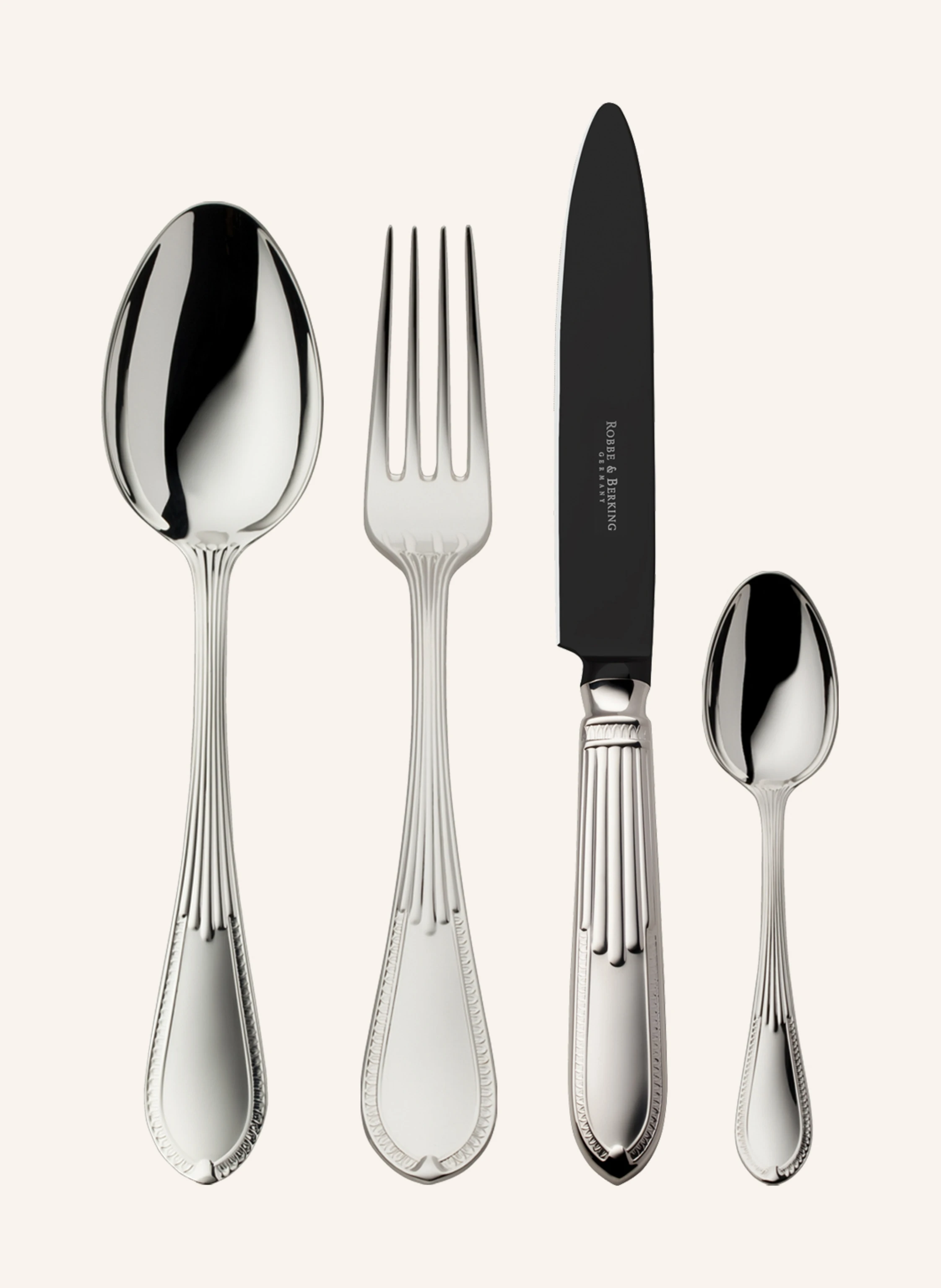 ROBBE & BERKING 24-tlg. Besteckset THE BOX RIVA - FROZEN BLACK EDITION (150g versilbert)