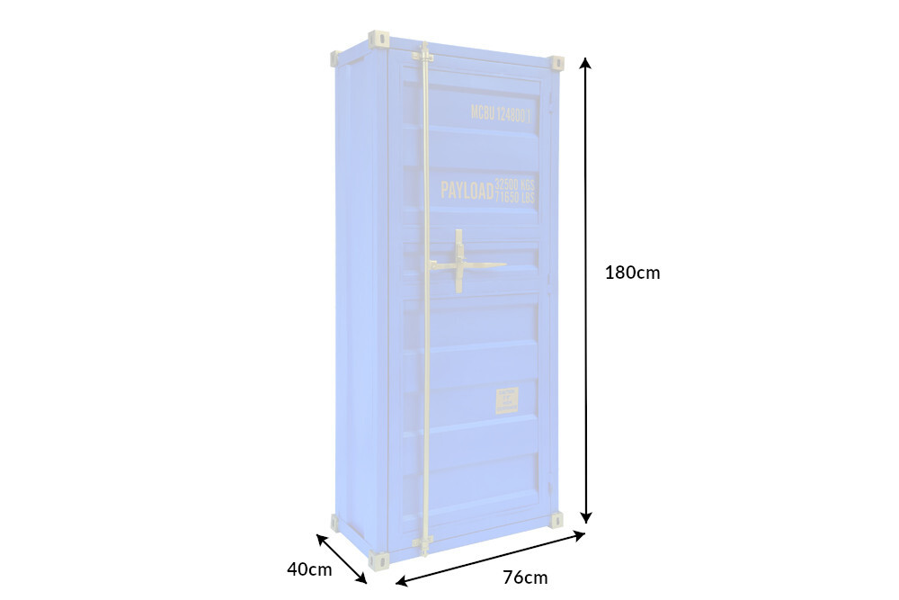 Design Barschrank Container GLOBETROTTER 180cm blau Weinregal Upcycling