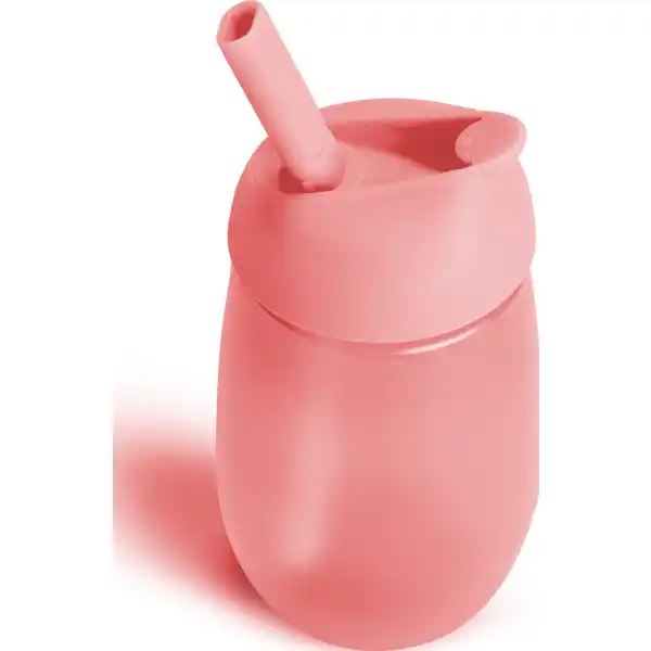 Trinkbecher mit Trinkhalm, pink 296 ml