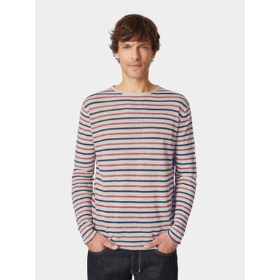 Herren-Strickpulli, Beige-Rot-Blau