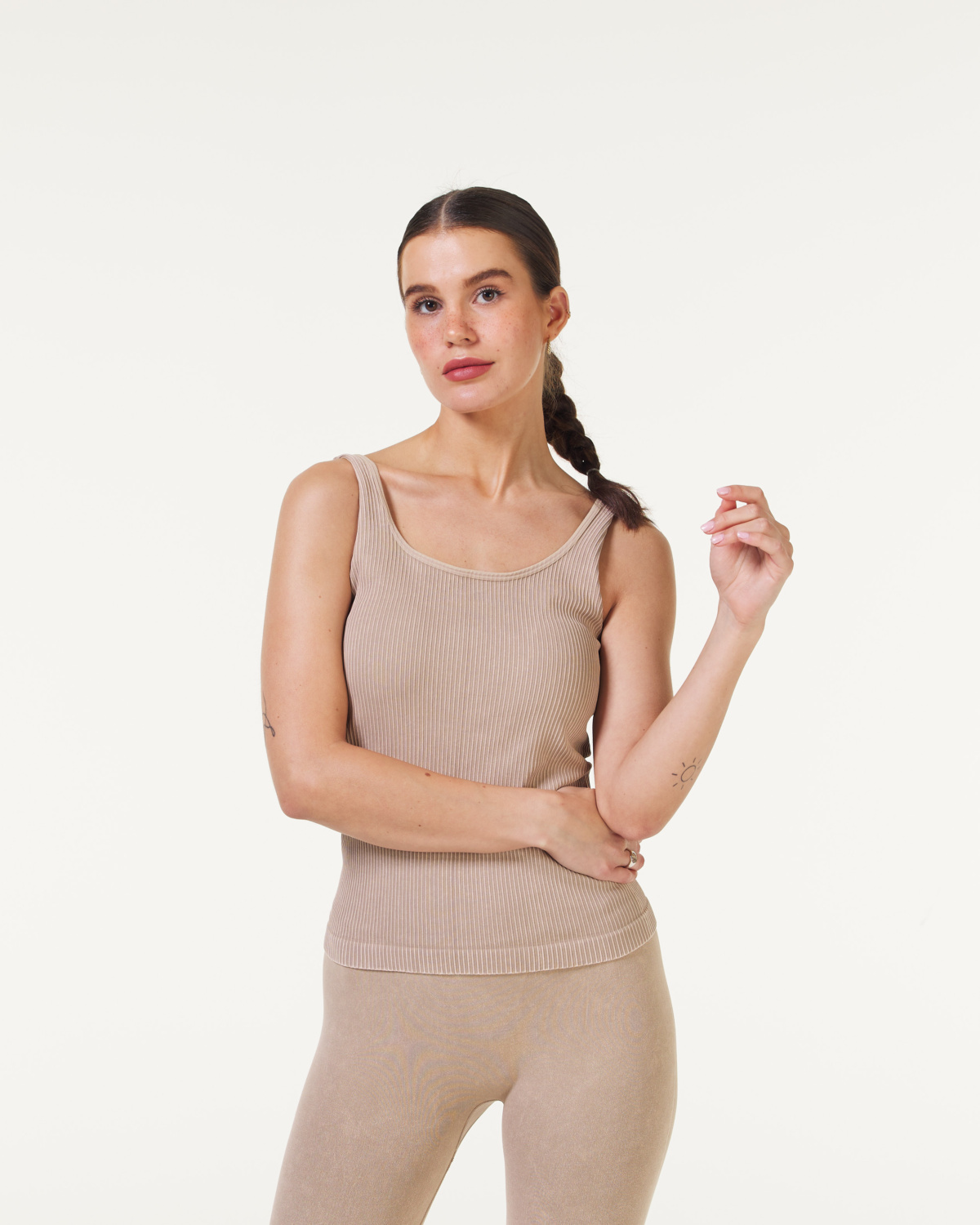 Bumpro Wave Seamless Rib Tank Beige Sandwash