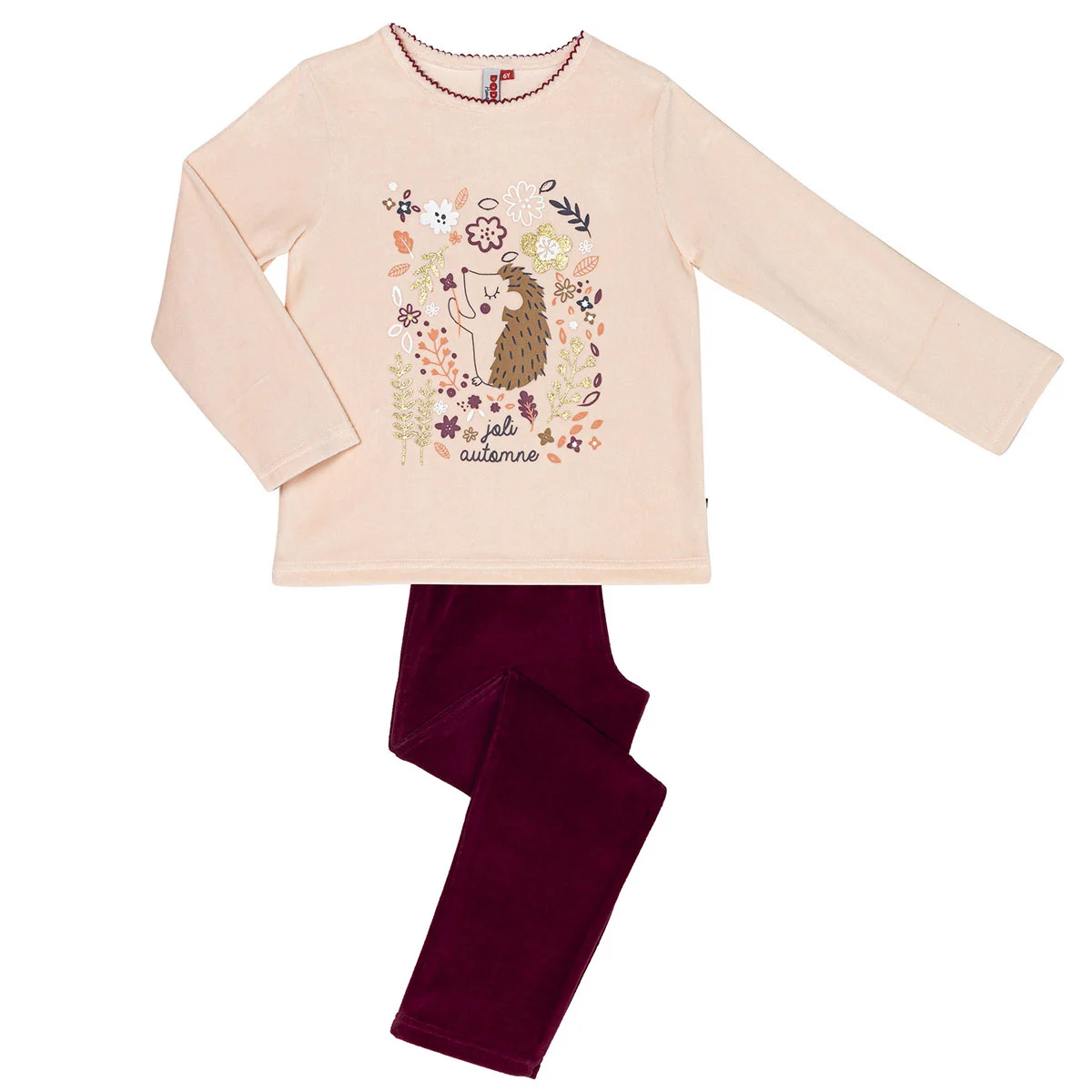 Pyjama fille HERISSON nude/bordeaux