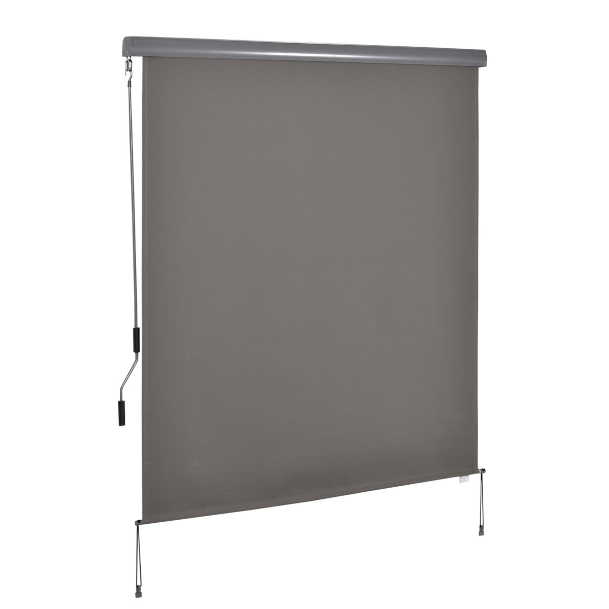 Outsunny verticale zonwering, verticale zonwering met handzwengel, 250 x 160 cm, polyester doek + aluminium, grijs