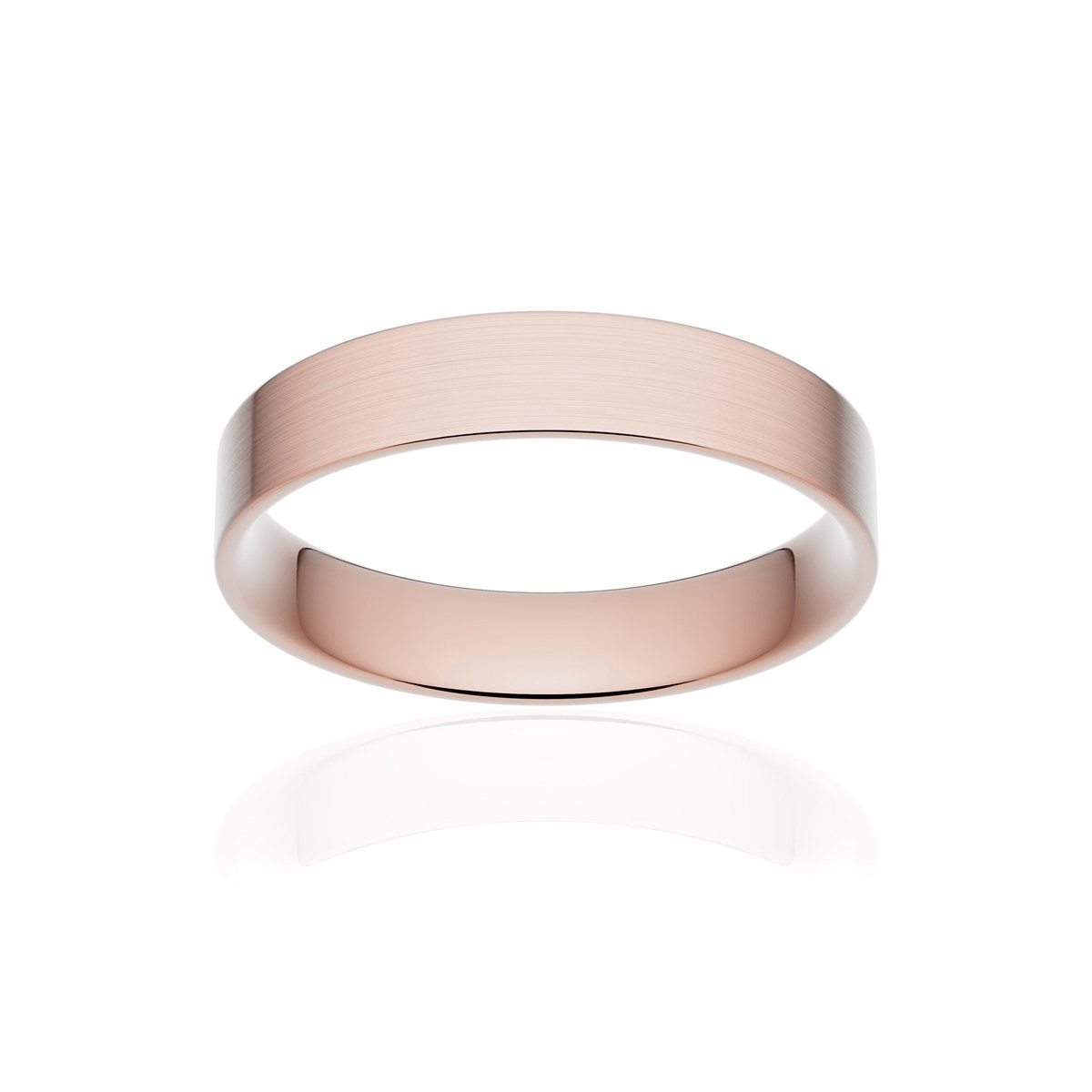 Alliance or 750 rose brossé ruban plat confort 4mm
