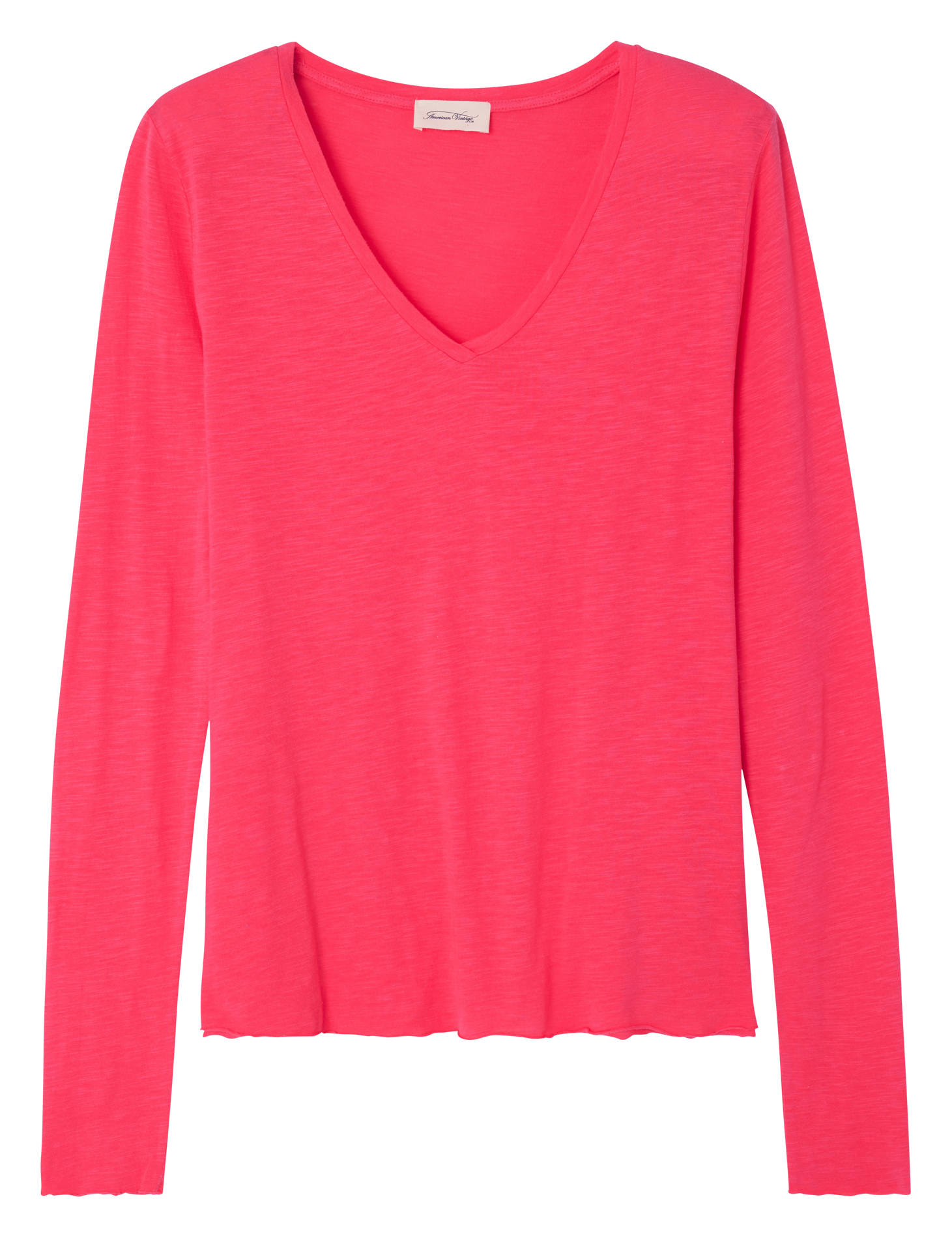 JACKSONVILLE - Tee-shirt à col V en coton mélangé | Rose