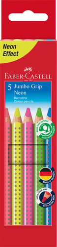 Faber-Castell Buntstift Jumbo Grip Neon 5er Kartonetui