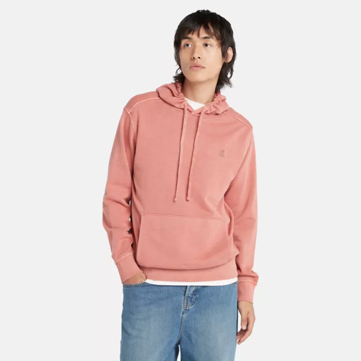 Sweat à capuche teint en plongée pour homme en rouge