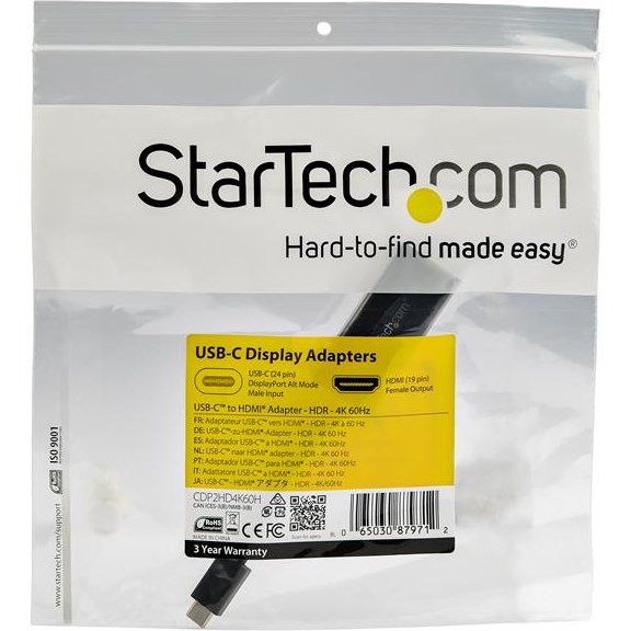 StarTech.com Adaptateur USB Type-C vers HDMI 4K 60 Hz avec HDR