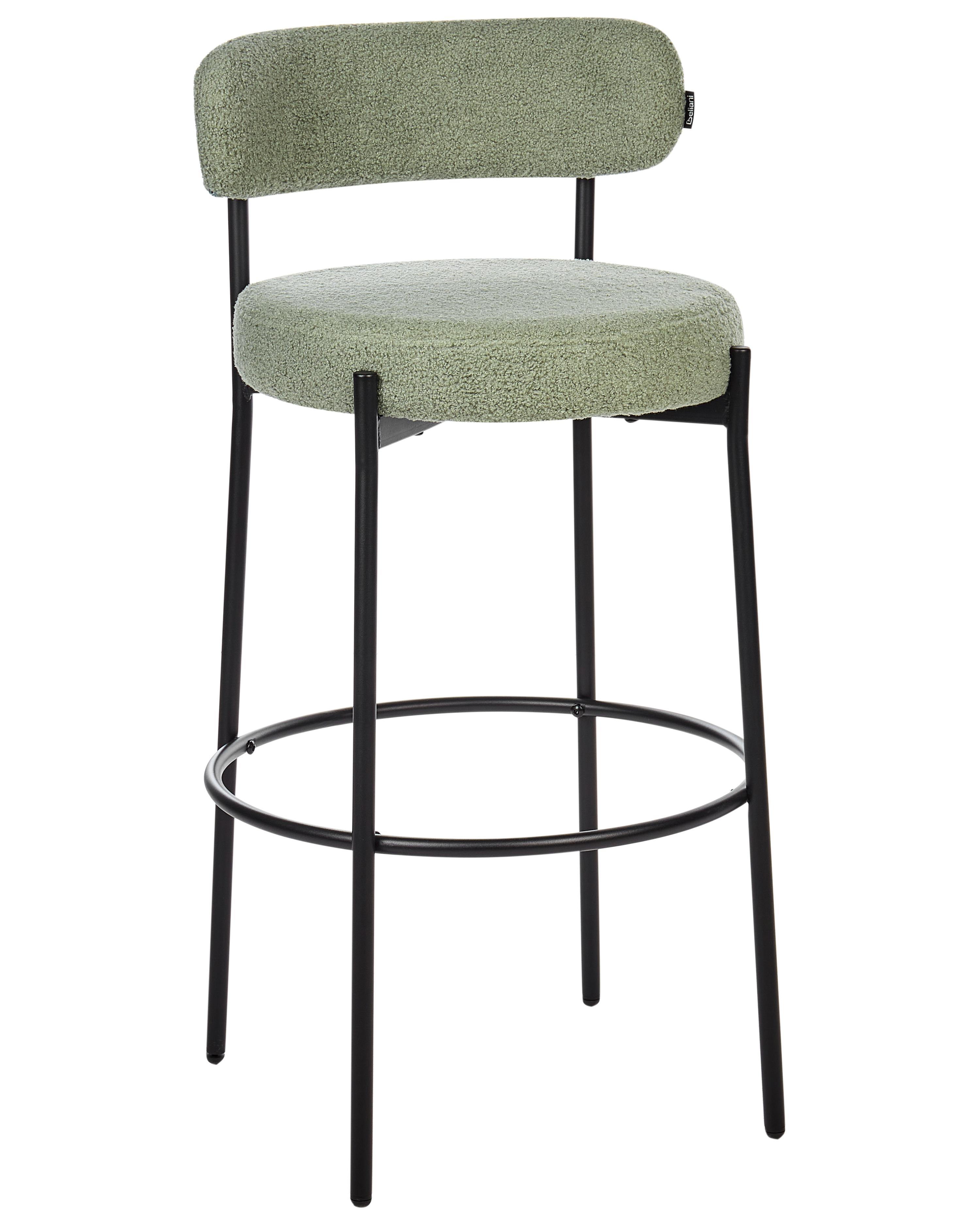 Set van 2 barstoelen ALLISON Bouclé Lichtgroen