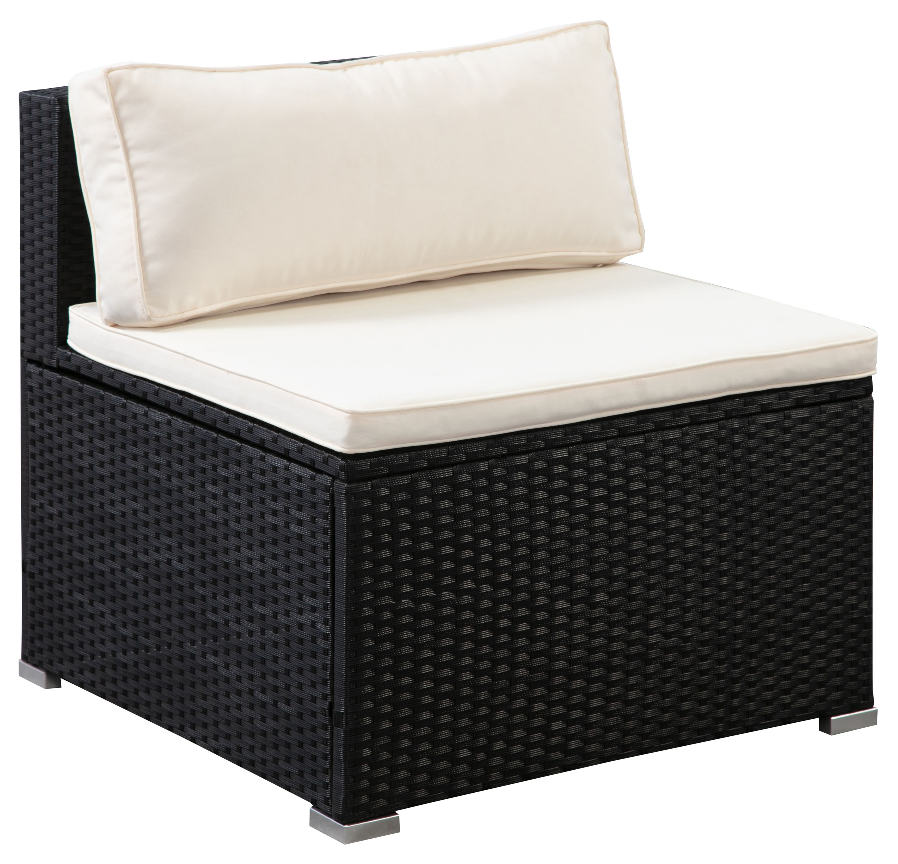 Rattanlounge SANTORINI schwarz/beige