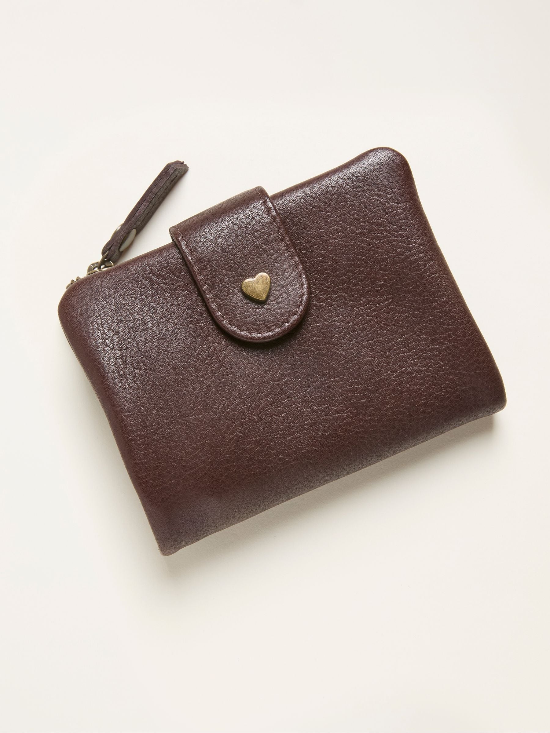Chocoladebruin - FatFace leren Portemonnee met Hartdetail