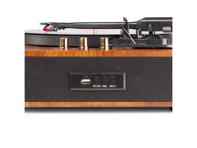 Fenton Plattenspieler mit Bluetooth RP162 Dunkelbraun Retro Plattenspieler mit Bluetooth, USB-Player und Umwandlungsmöglichkeit für Schallplatten