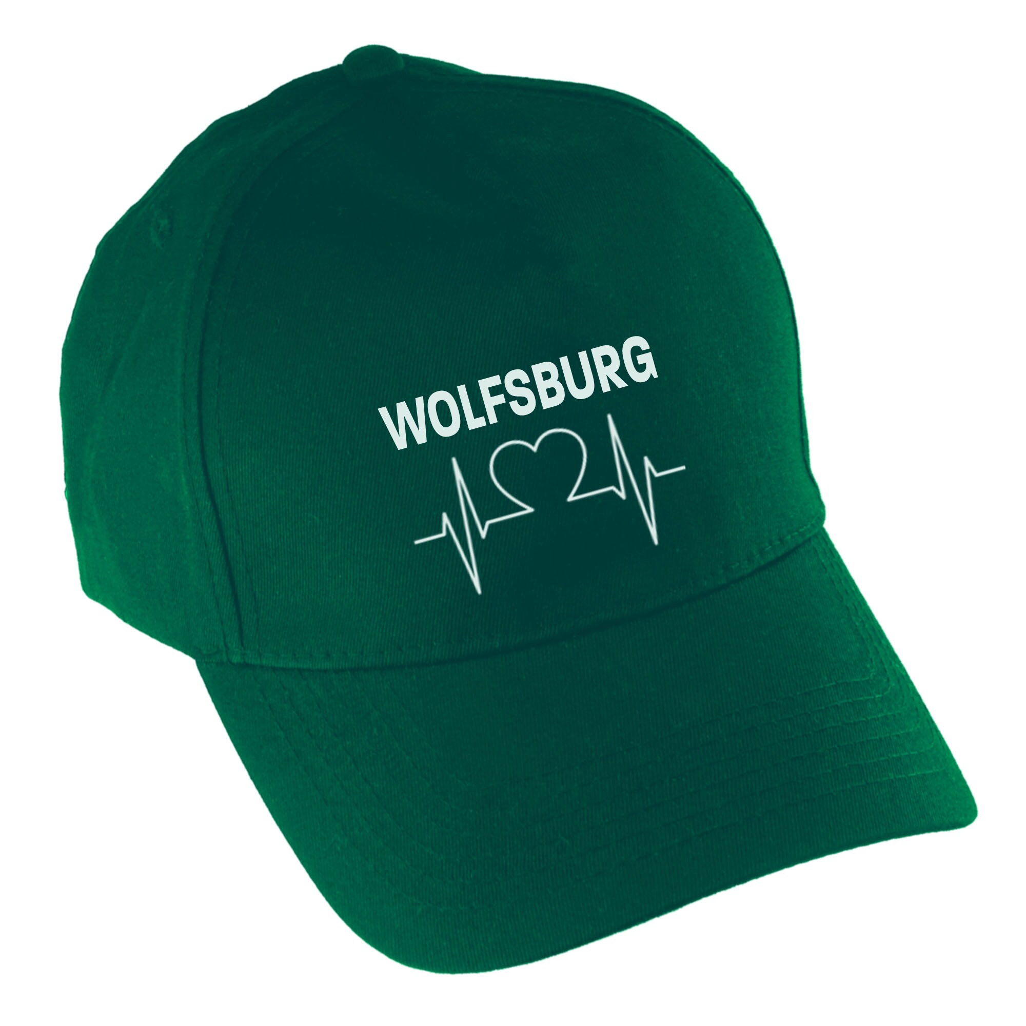 multifanshop® Baseballcap - Wolfsburg - Herzschlag - Druck weiß