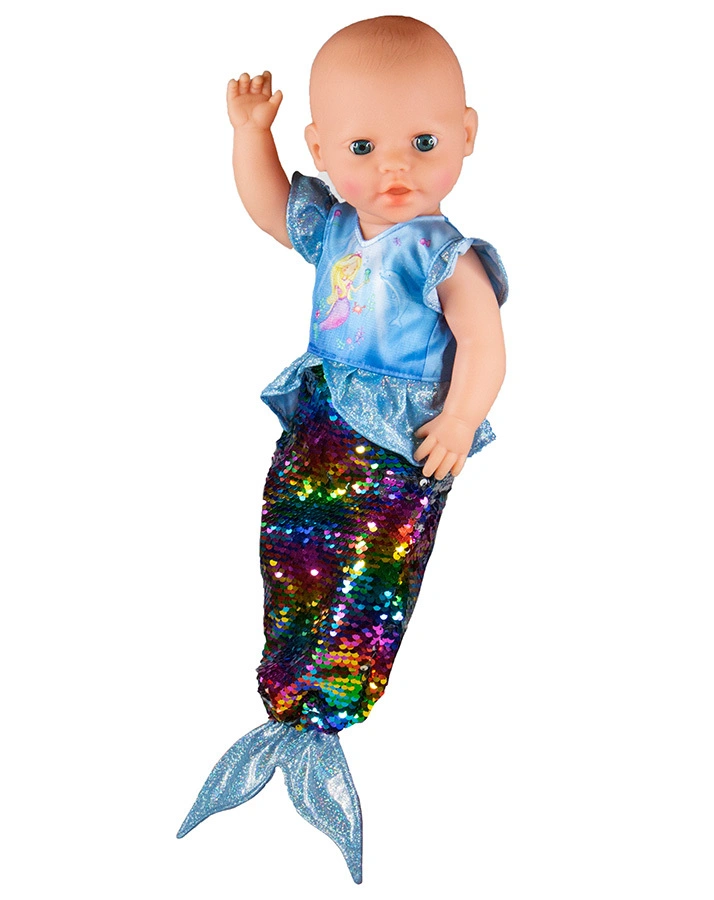 Puppenkleidung KLEID MEERJUNGFRAU AVA (35-45cm) mit Wendepailletten in bunt