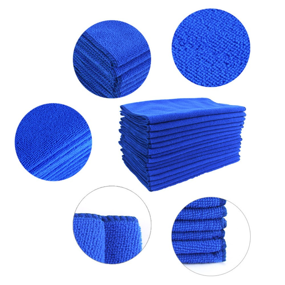(10er Set) 30x30cm Auto Mikrofaser Reinigungs Tuch KFZ Fahrzeug Pflege - Blau