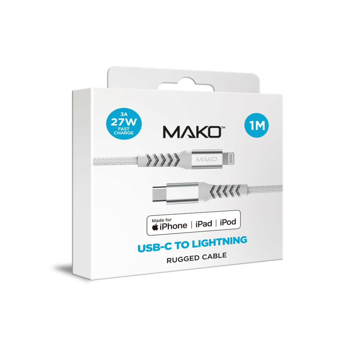 (1m) 20W USB C auf Lightning Nylon Ladekabel PD Datenkabel (MACAB00010) - Weiss