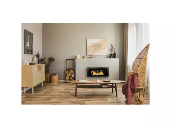 Cheminée bioéthanol murale ou encastrable Lucca Black L 90 x P 12 x H 40