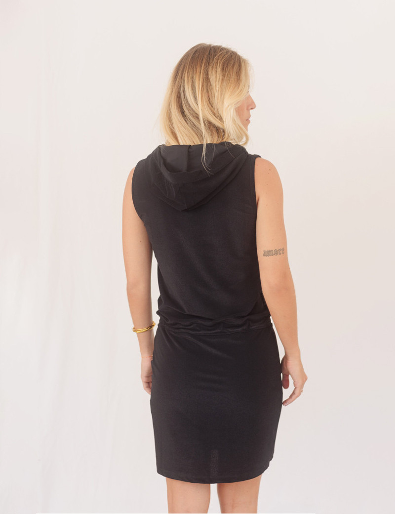 HBT ROBE TINA ÉPONGE CAPUCHE NOIR