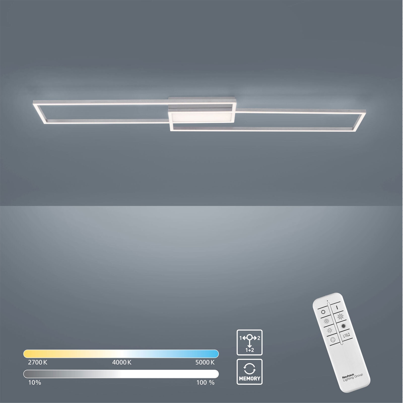 LED-Deckenleuchte Asmin 109,5x25,5 Alu