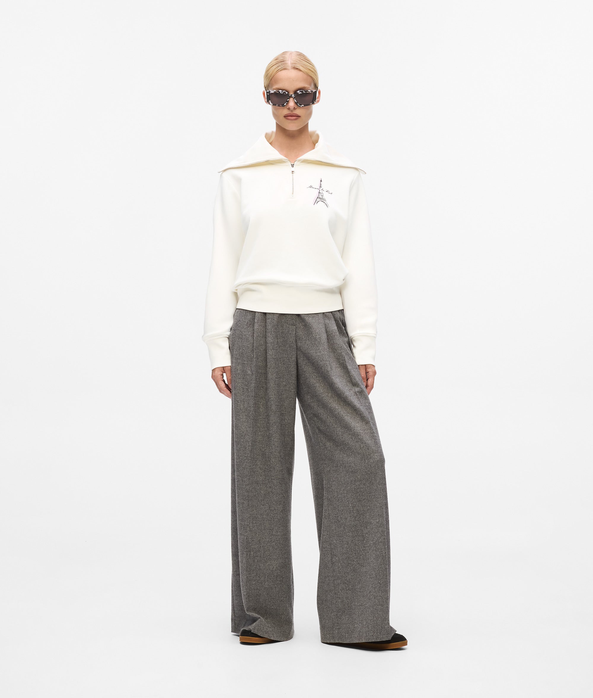 Sweatshirt met schets van Parijs en korte rits