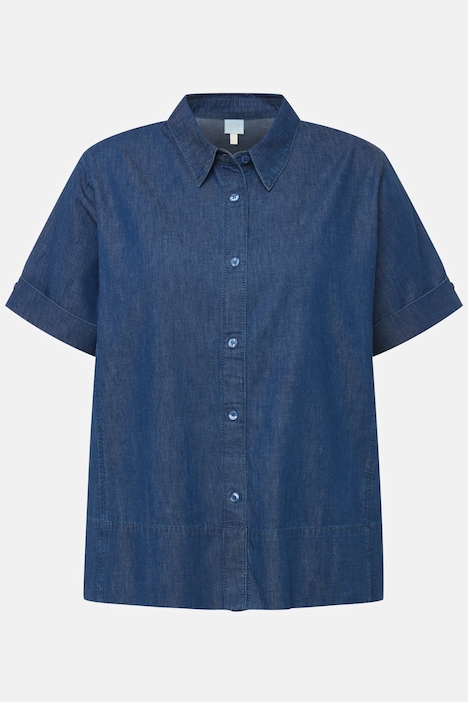 Shirtbluse, Biobaumwolle, Boxy Fit, Halbarm