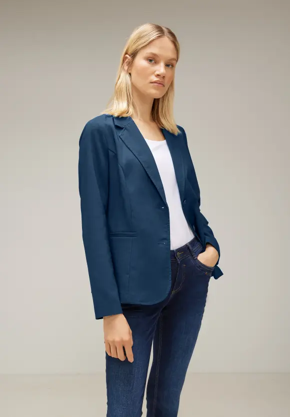 Twill Blazer in Unifarbe - atlantic blue