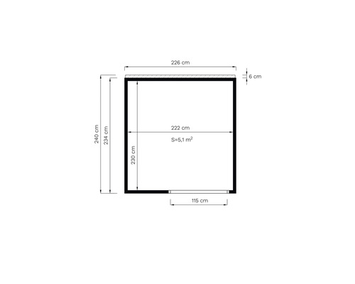 Bertilo Unico 1 paviljoen inclusief vloer, 226 x 234 cm, naturel