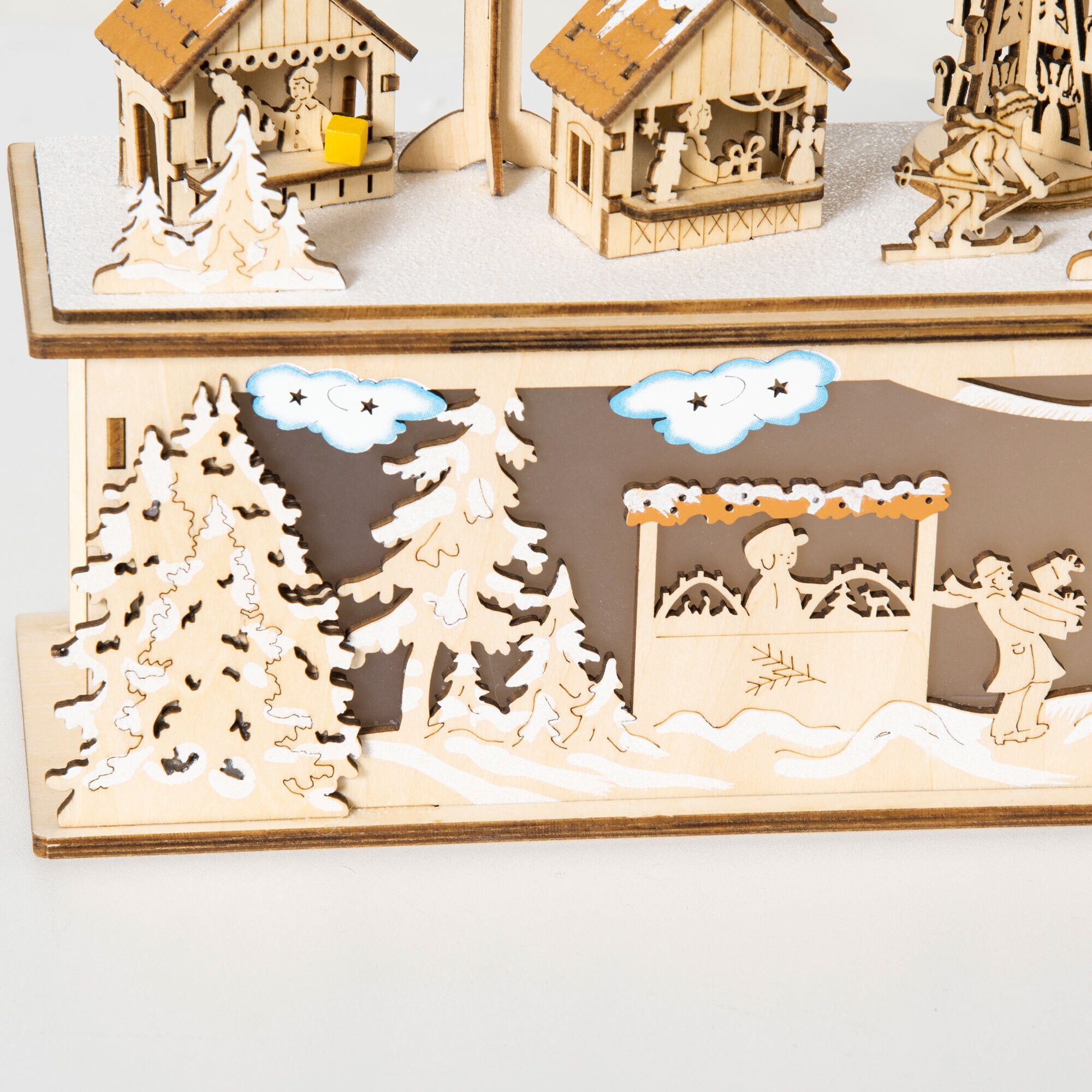 HOMCOM Weihnachtsdorf mit LED-Lichter natur 45L x 10B x 25H cm