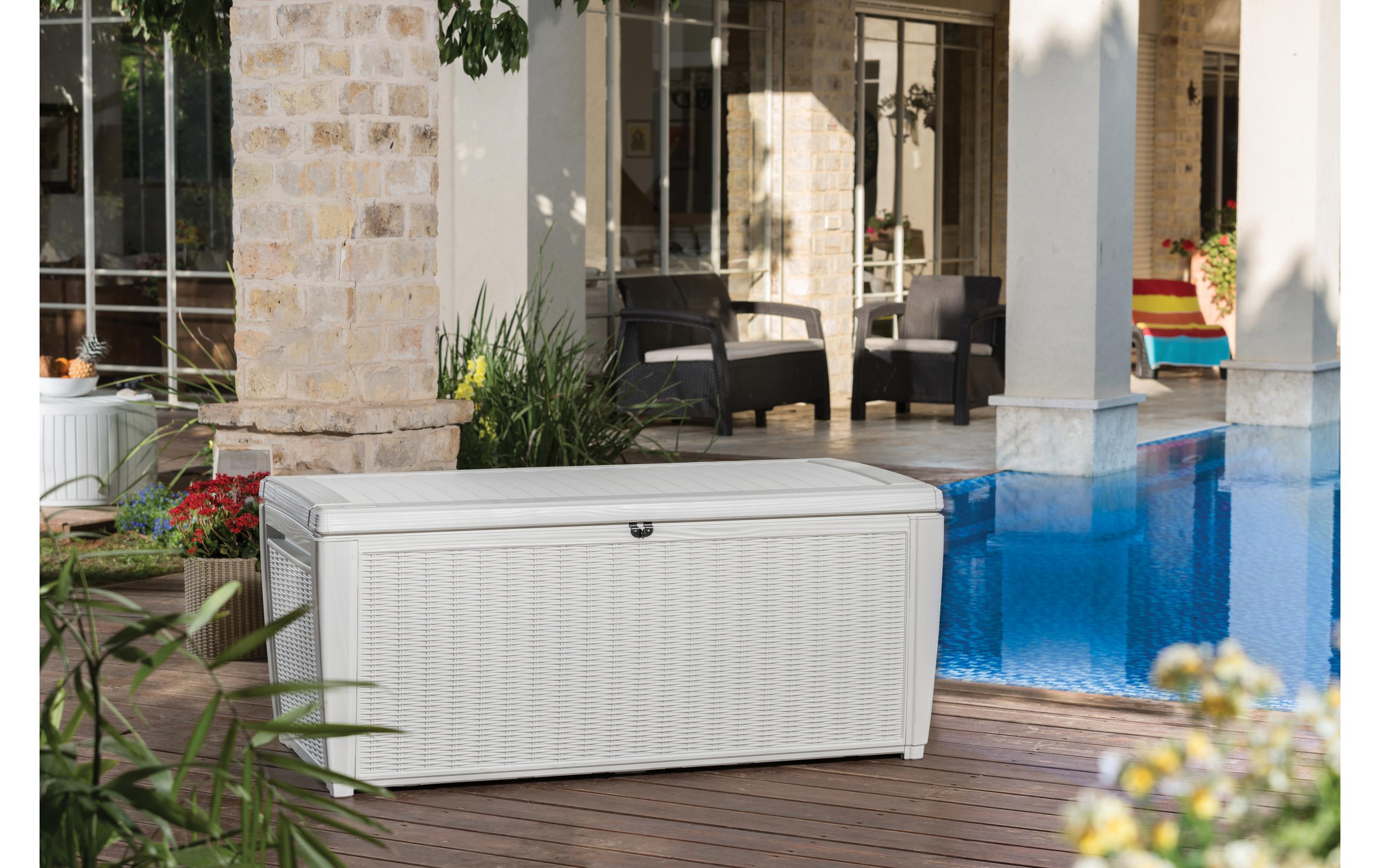 Sumatra Poolbox Weiss, mit Netz<br>Outdoor-Aufbewahrungsbox 511 l