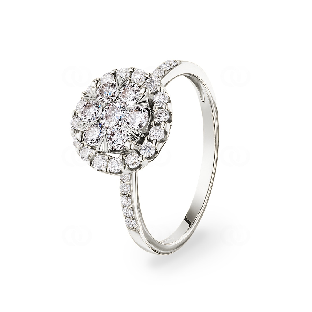 0.75 Karat Diamanten Halo Verlobungsring 750/18 K Weissgold