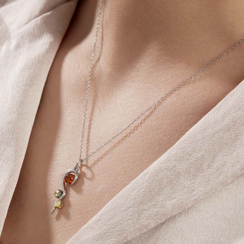 Collier Murriel Argent Blanc Ambre
