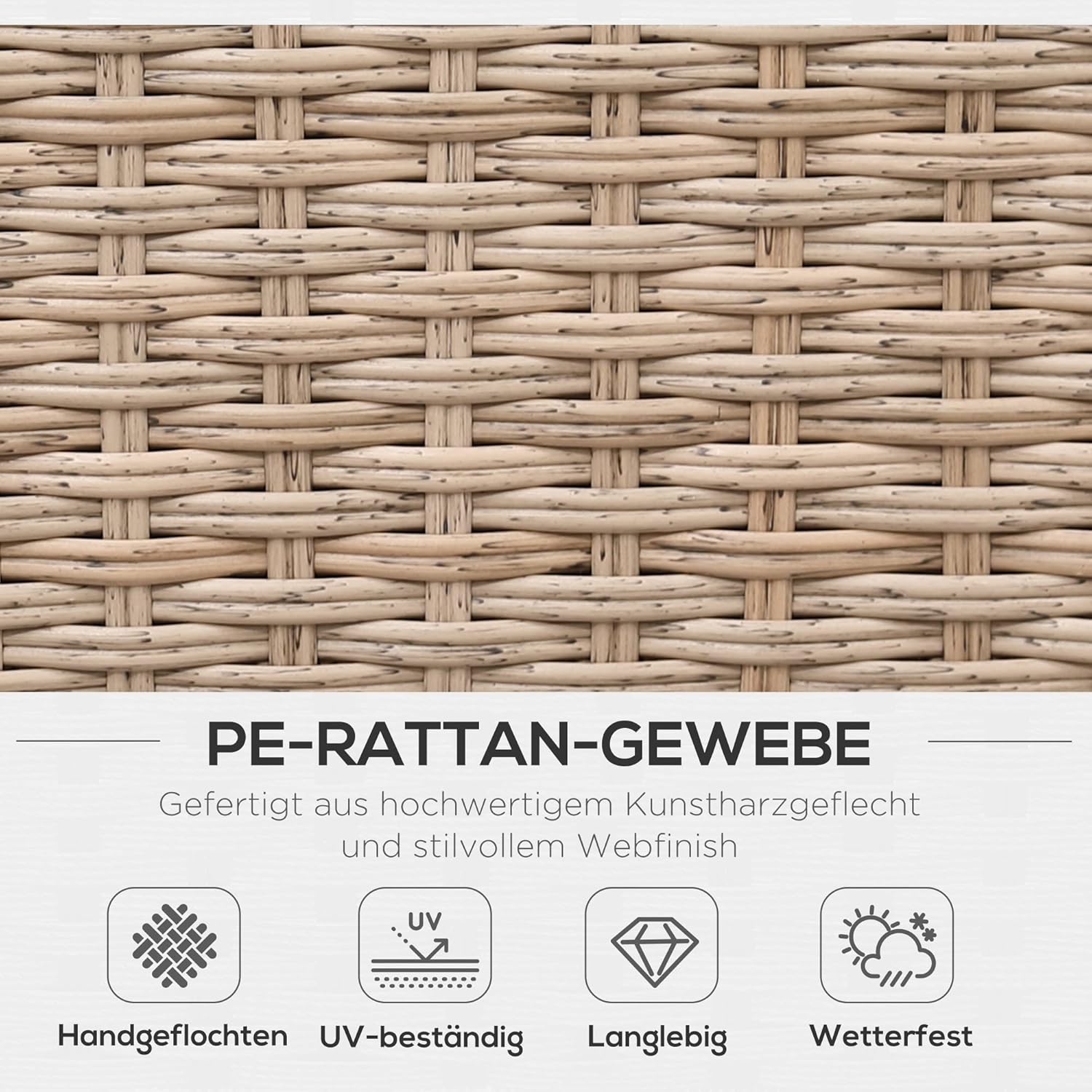 Outsunny 4-TLG. Luxus Polyrattan Gartengarnitur Gartenmöbel Garten-Set Sitzgruppe Loungeset Loungemöbel inkl. Ablagen und Beistelltisch Sitzkissen Braun