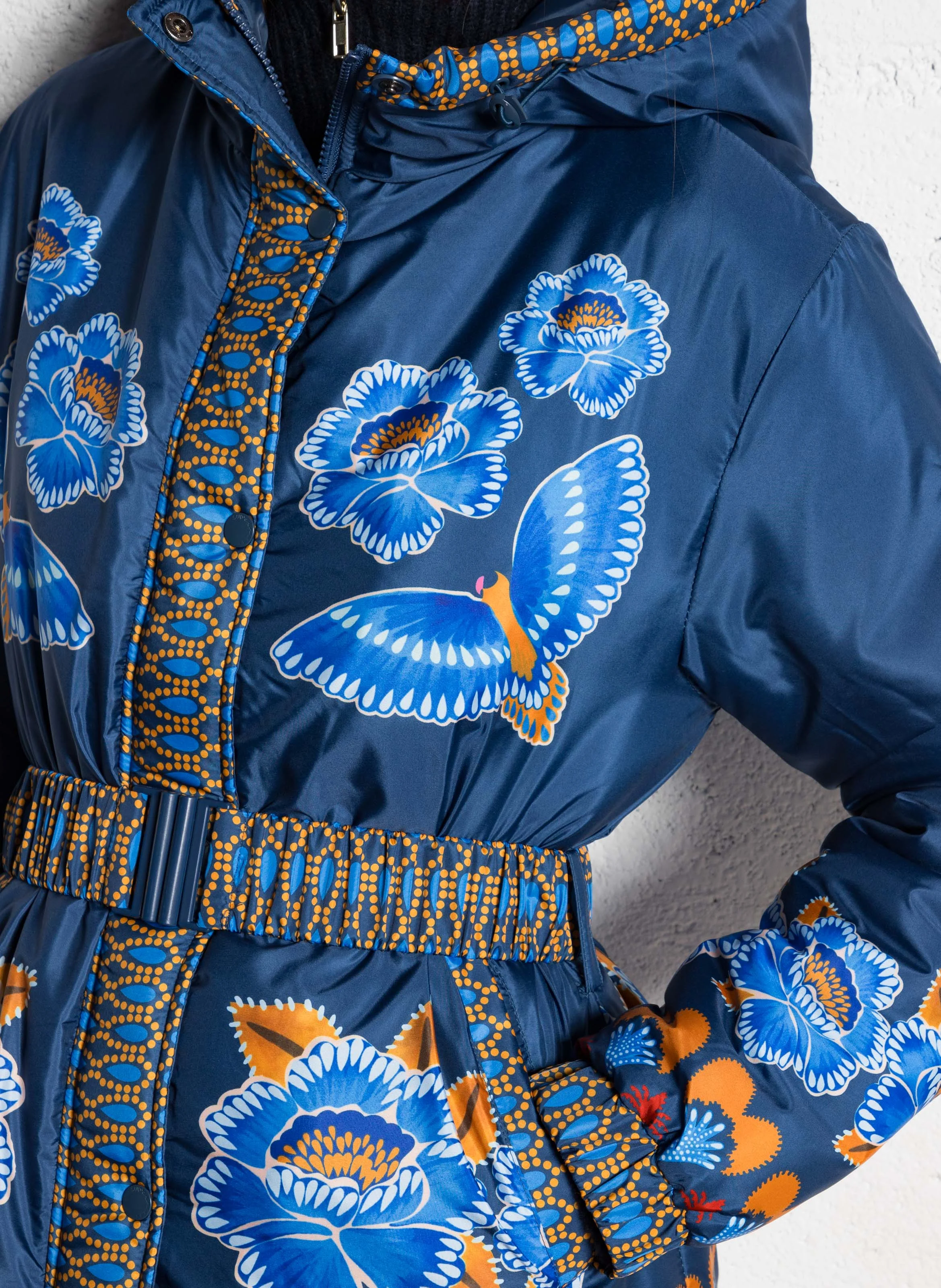 DALEA - Manteau droit à capuche | Bleu