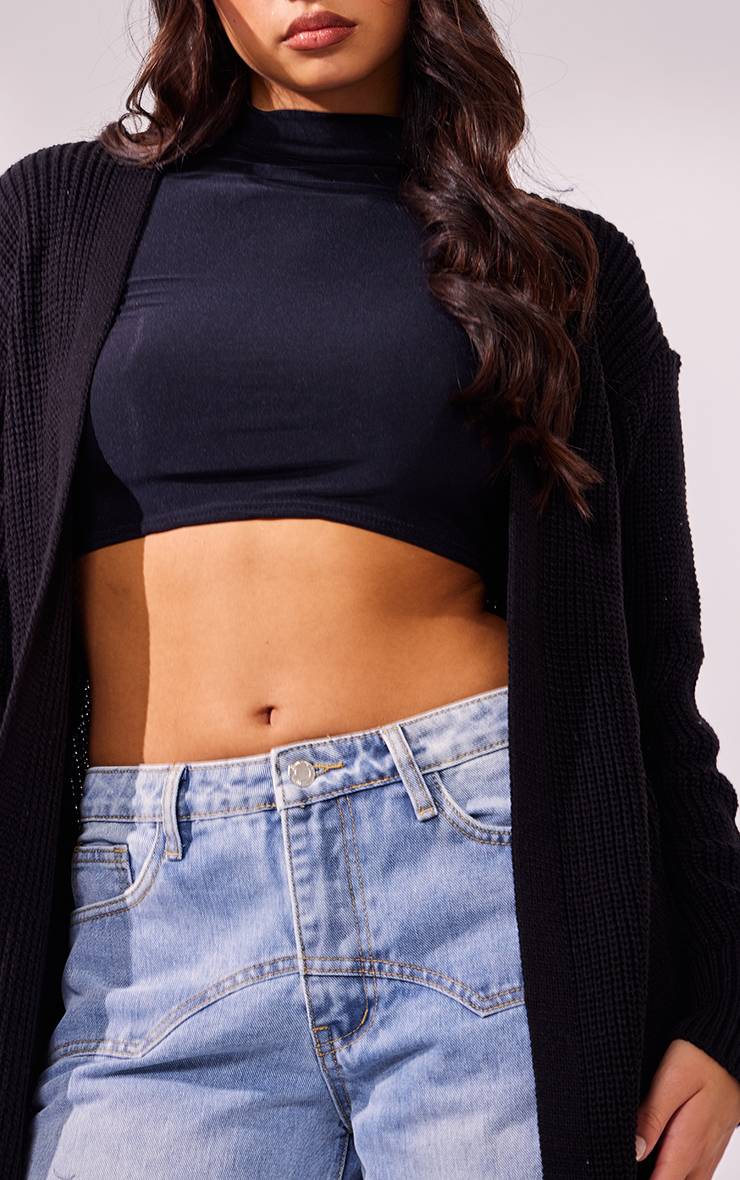 Noir Cardigan Long En Maille