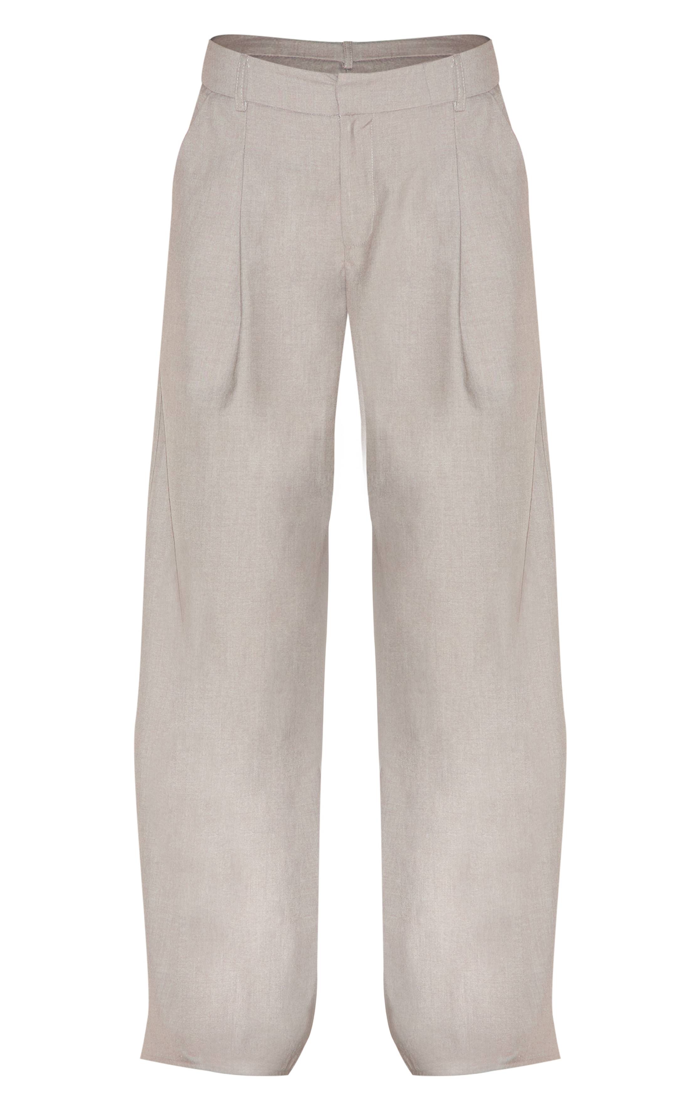 Gris Pantalon Large Tissé À Double Pli