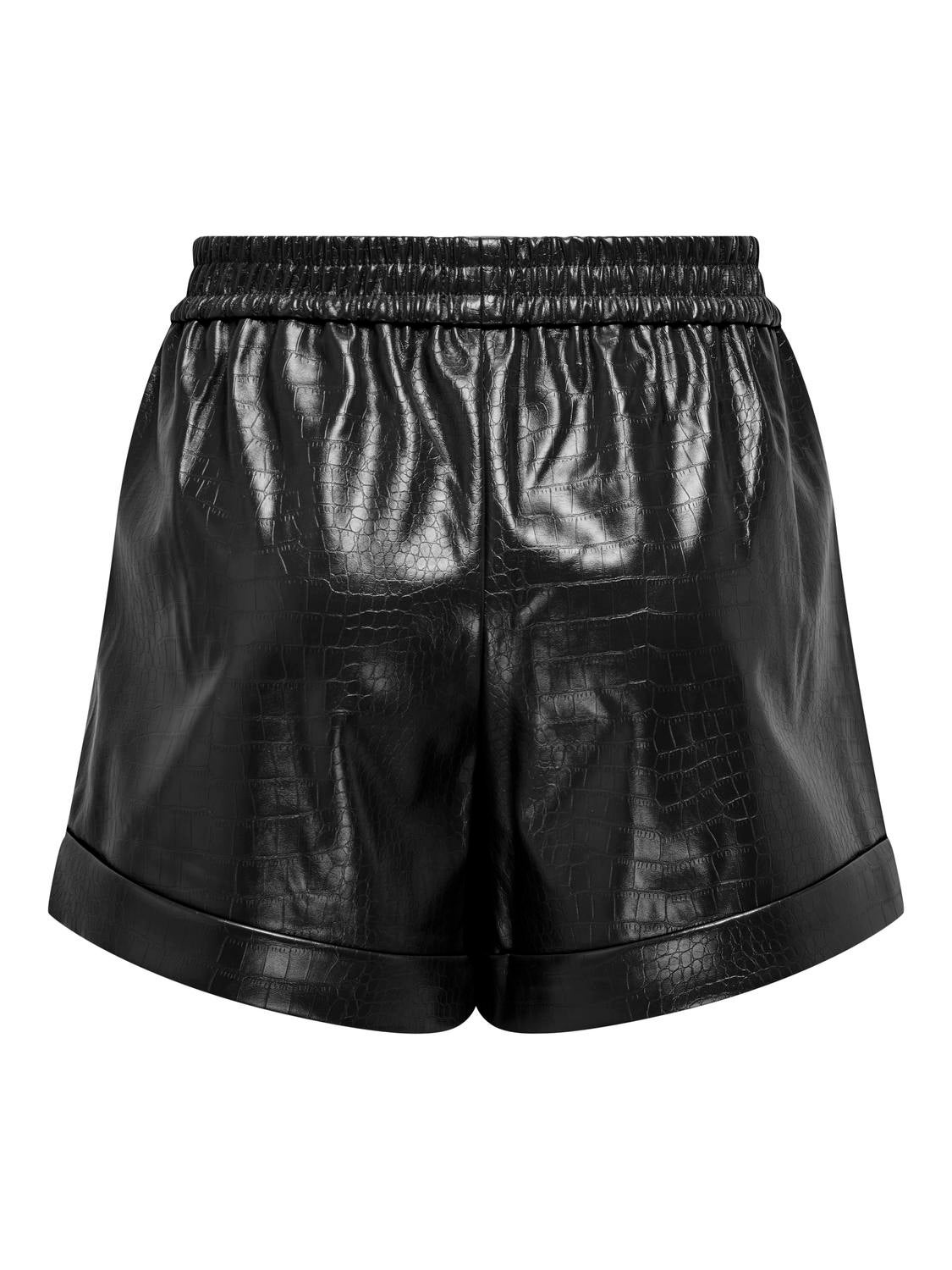 ONLDITTE Locker geschnitten Shorts in Lederoptik Black