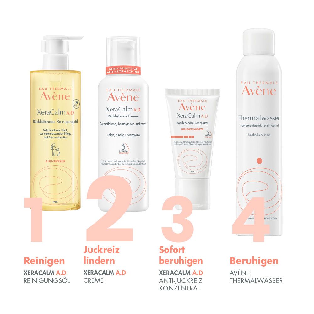 Avène XeraCalm A.D Creme - gegen Juckreiz und zur Pflege von Neurodermitis + Avène XeraCalm A.D. Reinigungsöl 100ml GRATIS