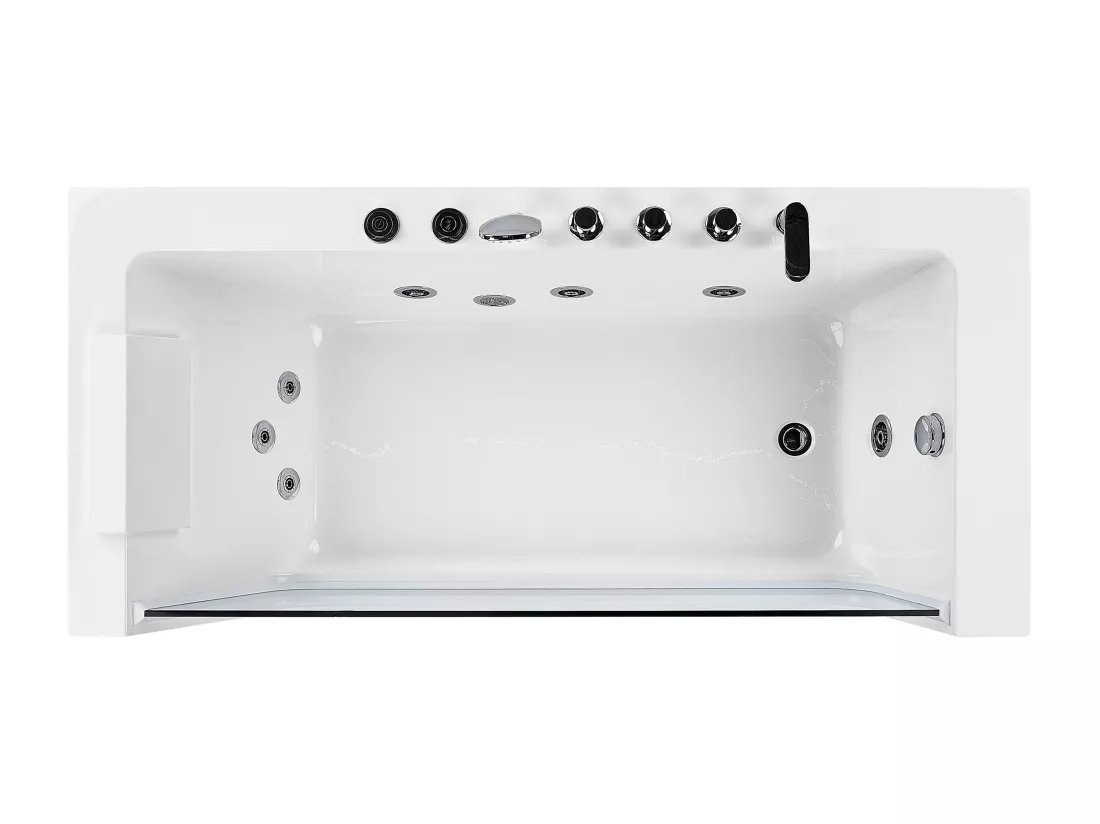 Baignoire balnéo angle droite blanche 170 x 80 cm PUQUIO