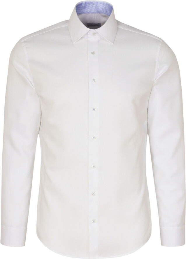 Seidensticker Business Shirt Slim Long sleeve Kent-Collar Small pattern White