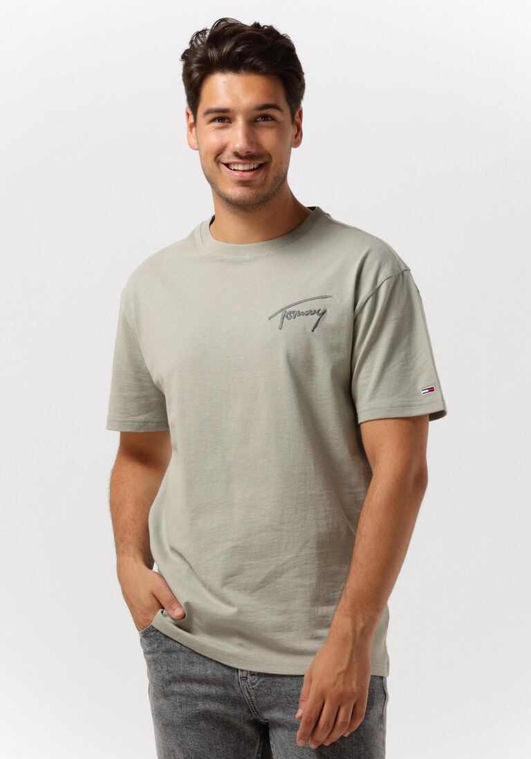 TOMMY JEANS beige tommy jeans t-shirt tjm tommy signature tee