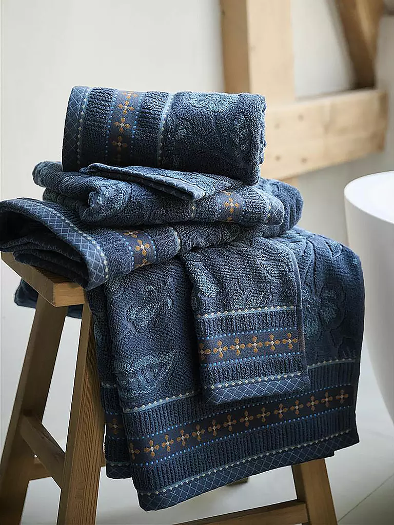 PIP STUDIO Duschtuch  JASMIN JACQUARD 70x140cm Dark Blue dunkelblau