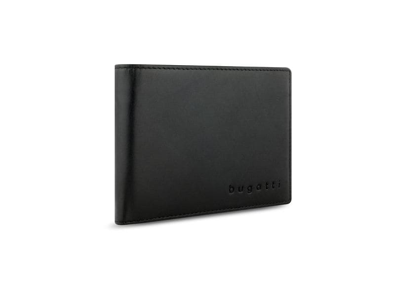 Bugatti Portemonnaie Super Slim Schwarz Einzigartige, vollständig handgefertigte Brieftasche