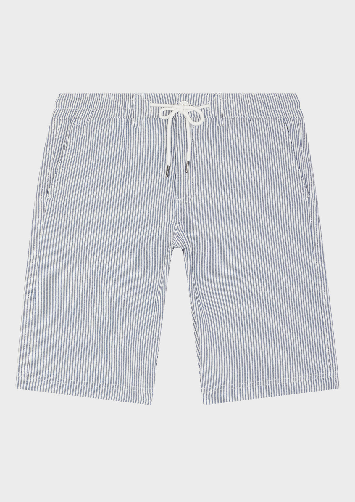 Bermuda blanc à rayures bleu jeans
