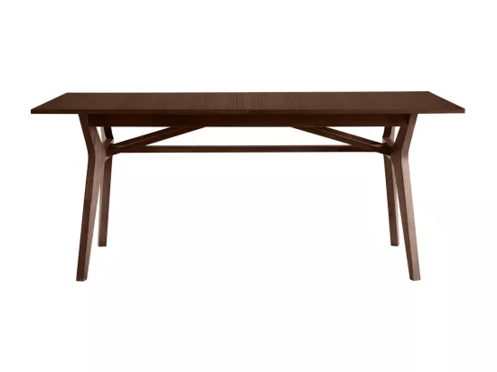 Table extensible rallonges intégrées rectangulaire bois foncé noyer L180-220 cm FOSTER