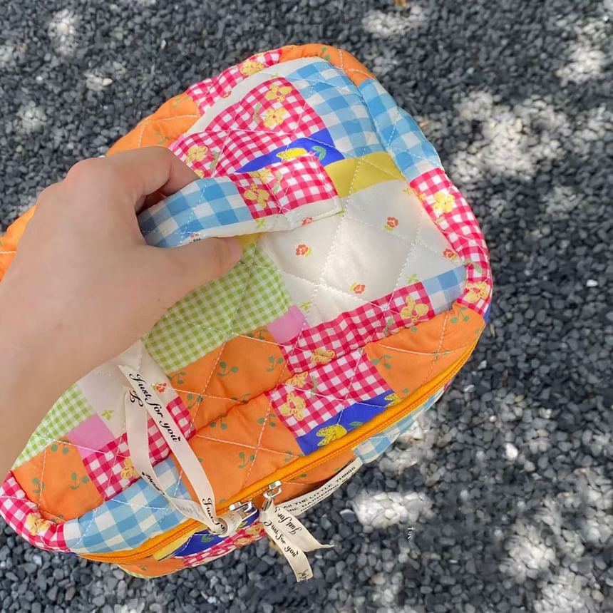 ZenlyHabit - Letterapplicatie Patchwork Stof Make-uptas / Clutch