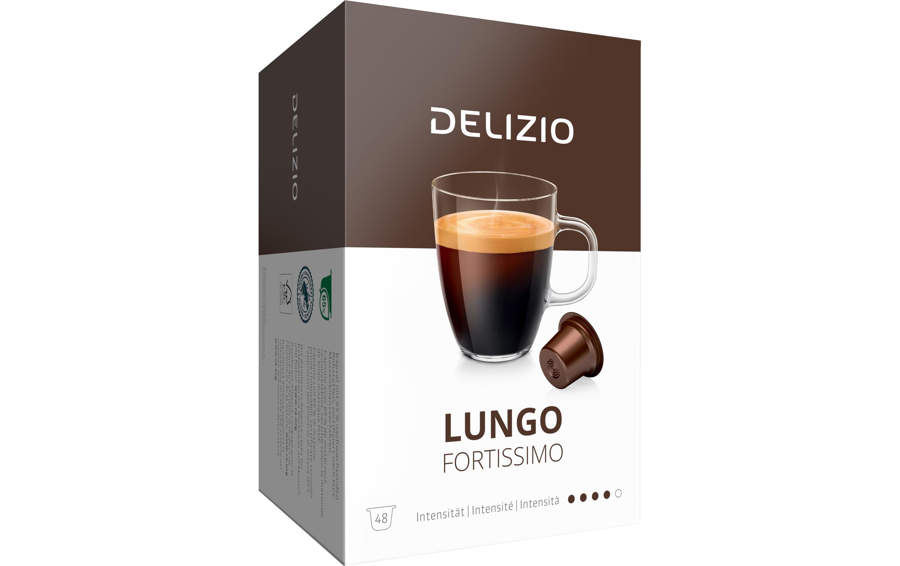 Kaffeekapseln Lungo Fortissimo 2 x 48 StückKunststoffkapseln für das Delizio-System