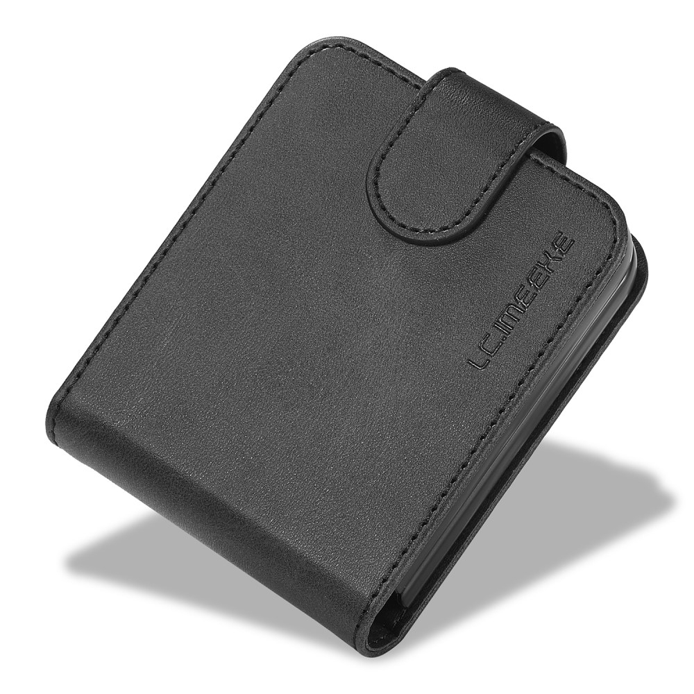 Samsung Galaxy Z Flip7 FE / Z Flip6 Vintage Leder Tasche Flip Cover - Schwarz