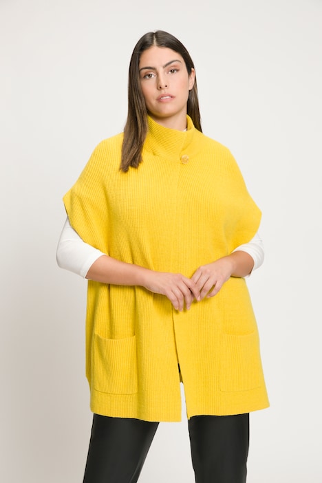 Strickjacke, weicher Patentstrick, Oversized, Stehkragen