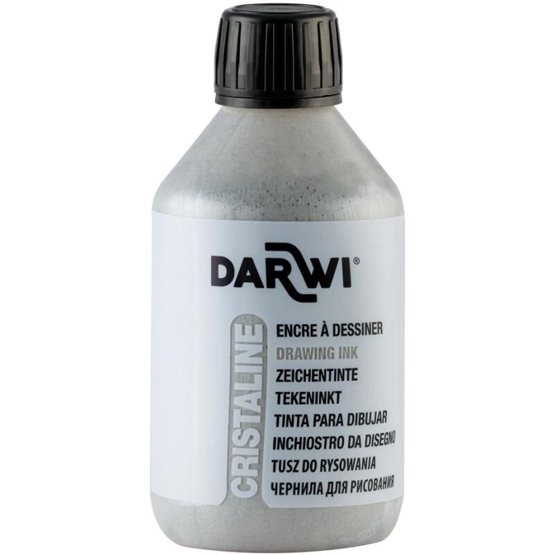 DARWI Flacon de 250 ml d'Encre à Dessiner - Argent