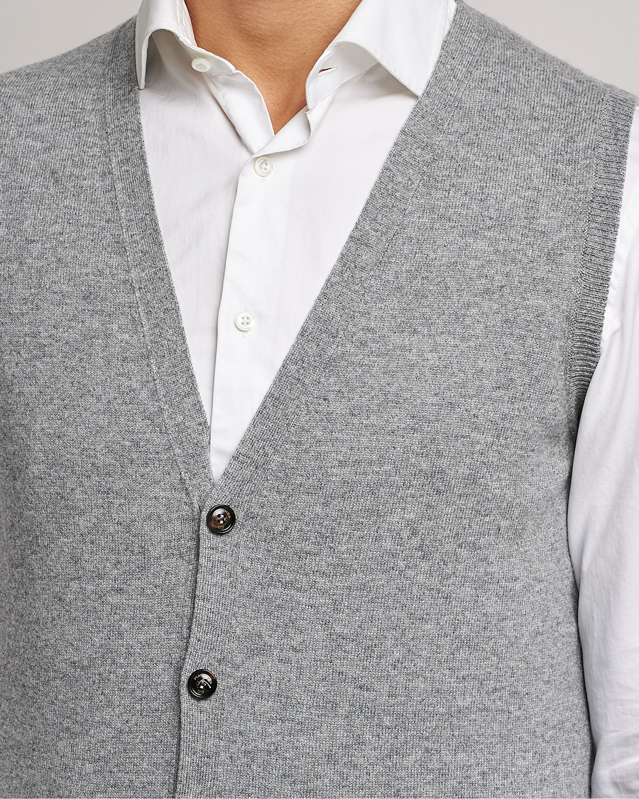 Piacenza Cashmere Cashmere Sleeveless Cardigan Light Grey